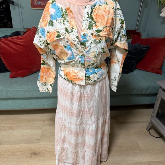 Splendid Peach and Cream Striped maxi skirt Small - Picture 9 of 13